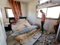 An unexploded Israeli missile in a home in Khan Younis, southern Gaza, 20 May. Hatem RawaghAPA images