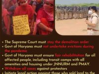 Stop Unjust Evictions of 10 thousand households in Khori Gaon, Faridabad