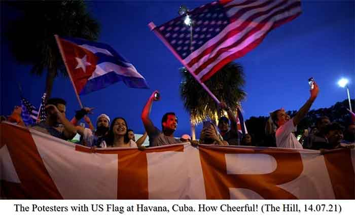 cuba protest american flag