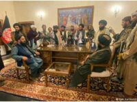 The Taliban fighters posing for family photo and relaxing in the Presidential Palace, Kabul, Afghanistan, Aug 15, 2021