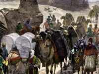 Trade caravan on the Silk Road, Central Asia
