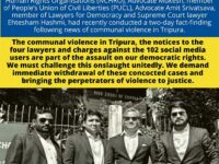 Condemn the targeting of lawyers exposing anti-Muslim violence in Tripura!