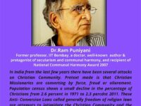 Anti- Conversion Laws are attempts to intimidate Christian Community: Dr. Ram Puniyani