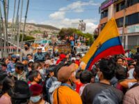 Demonstrators make their way into Ecuador's capital of Quito to join the national strike, June 15, 2022. (Terán Bryan Esteban / Shutterstock)