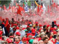 March in Brussels on June 20, 2022 protesting rising living cost and NATO’s war