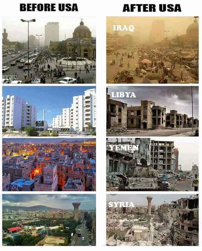 Before and After US Invasion Iraq Libya Yemen Syria