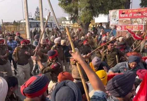 Dalit agricultural Workers lathi charged outside Punjab CM’s residence in Sangrur