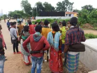 NSS protest outside Kalyansinghpur PS on August 6.