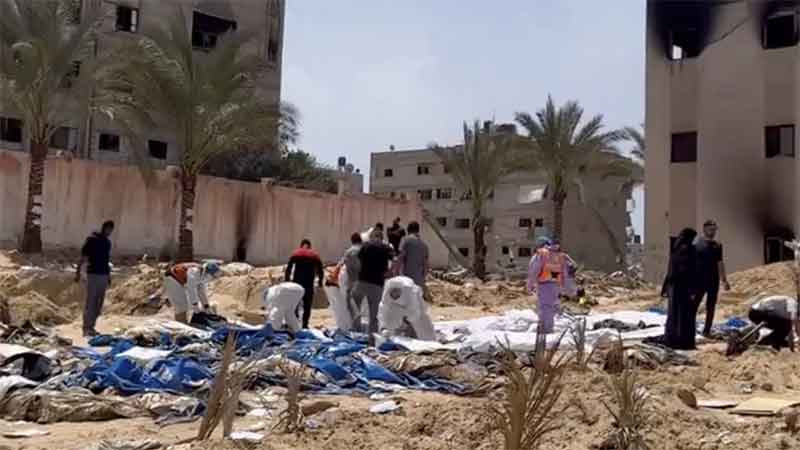 A mass grave at Nasser Hospital Gaza
