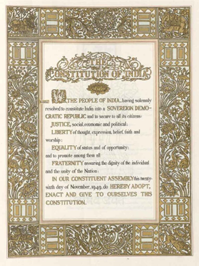 Original Preamble of India Constitution